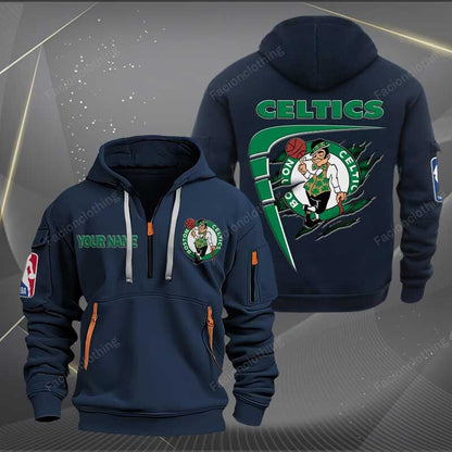 [HOT DEAL] NEW CUSTOMIZED NBA03 BC BOSTON CELTICS QUARTER ZIP HOODIE