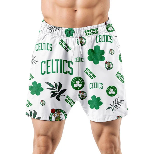 LIMITED EDITION - NEW CUSTOMIZED NBA03 BCE BOSTON CELTICS UNISEX HAWAIIAN SHIRT & SHORTS SET