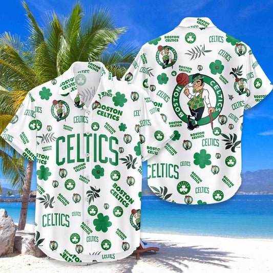 LIMITED EDITION - NEW CUSTOMIZED NBA03 BCE BOSTON CELTICS UNISEX HAWAIIAN SHIRT & SHORTS SET