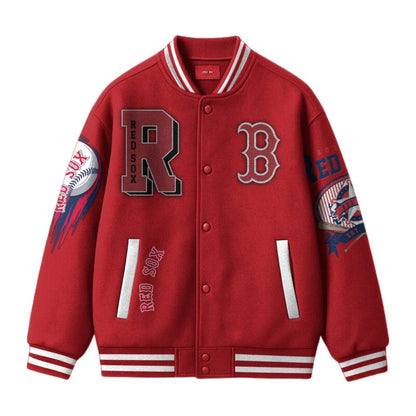 LIMITED EDITION - NEW CUSTOMIZED MLB03 BR SOX SATIN VARSITY & BASEBALL JACKET