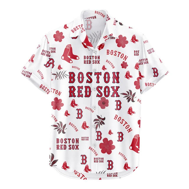 LIMITED EDITION - NEW CUSTOMIZED MLB03 BRS BOSTON RED SOX UNISEX HAWAIIAN SHIRT & SHORTS SET
