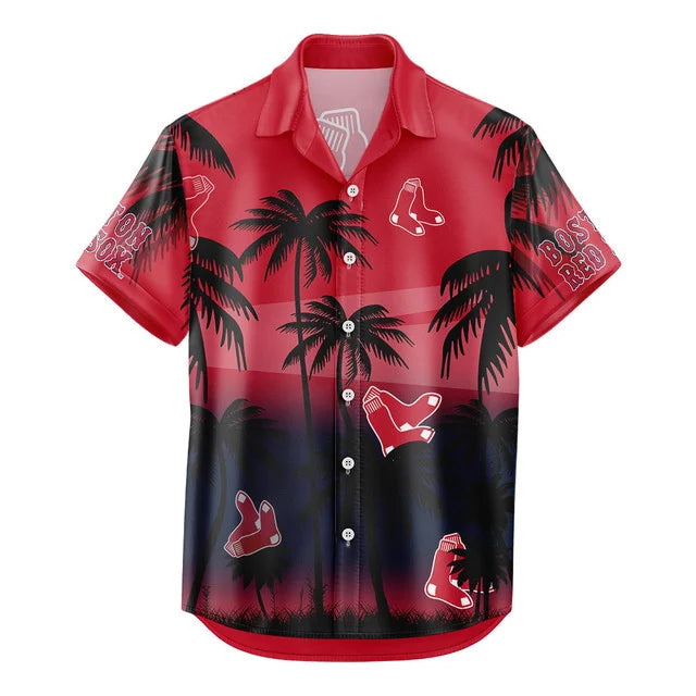 LIMITED EDITION - NEW CUSTOMIZED MLB03 BRS BOSTON RED SOX UNISEX HAWAIIAN SHIRT & SHORTS SET