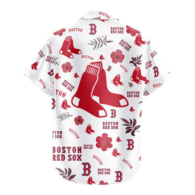 LIMITED EDITION - NEW CUSTOMIZED MLB03 BRS BOSTON RED SOX UNISEX HAWAIIAN SHIRT & SHORTS SET