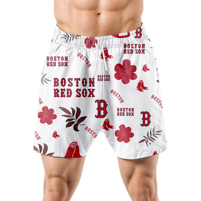 LIMITED EDITION - NEW CUSTOMIZED MLB03 BRS BOSTON RED SOX UNISEX HAWAIIAN SHIRT & SHORTS SET