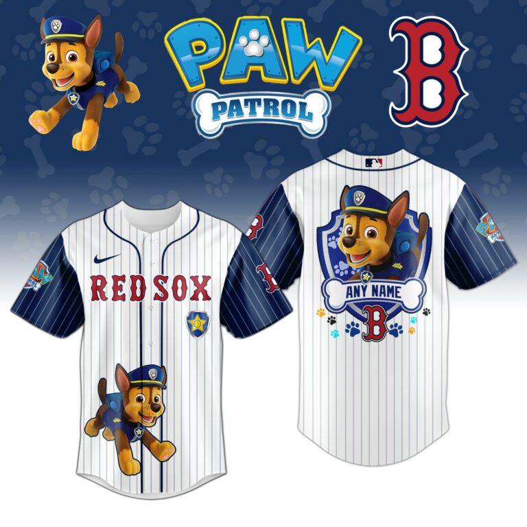 LIMITED EDITION - NEW CUSTOMIZED MLB03 BRS BOSTON RED SOX x PAW PATROL BASEBALL JERSEY & CAP