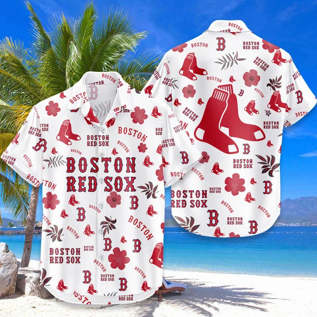 LIMITED EDITION - NEW CUSTOMIZED MLB03 BRS BOSTON RED SOX UNISEX HAWAIIAN SHIRT & SHORTS SET