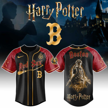 LIMITED EDITION - NEW CUSTOMIZED MLB03 BRS BOSTON RED SOX x HARRY POTTER BASEBALL JERSEY & CAP