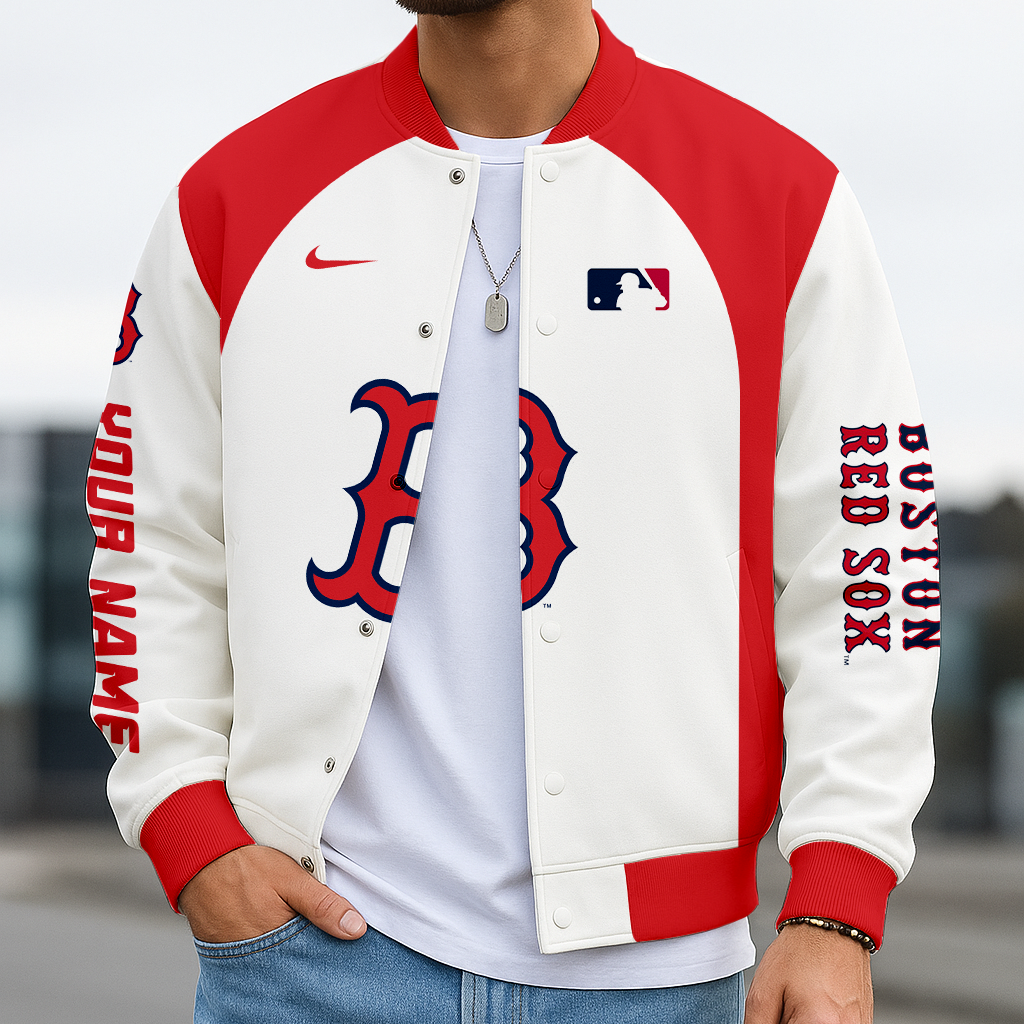 LIMITED EDITION - NEW CUSTOMIZED MLB03 BRS BOSTON RED SOX BASEBALL JACKET, SATIN VARSITY JACKET