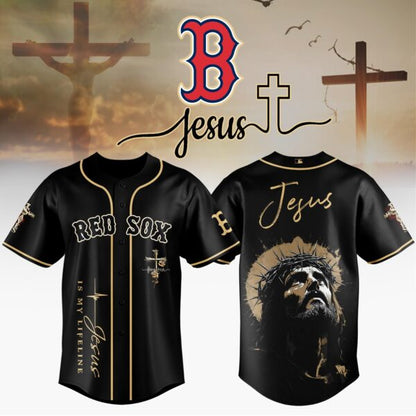 LIMITED EDITION - NEW CUSTOMIZED MLB03 BRS BOSTON RED SOX x JESUS CHRIST JERSEY