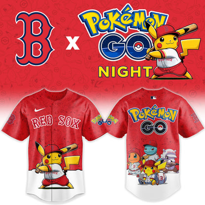LIMITED EDITION - NEW CUSTOMIZED MLB03 BRS BOSTON RED SOX x POKEMON BASEBALL JERSEY & CAP
