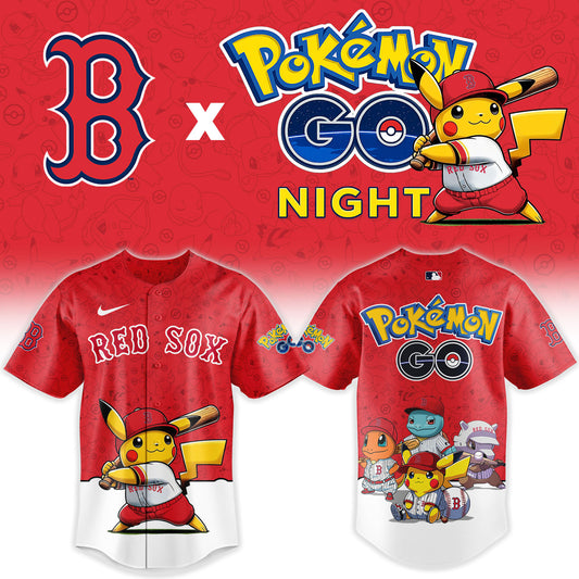 LIMITED EDITION - NEW CUSTOMIZED MLB03 BRS BOSTON RED SOX x POKEMON BASEBALL JERSEY & CAP