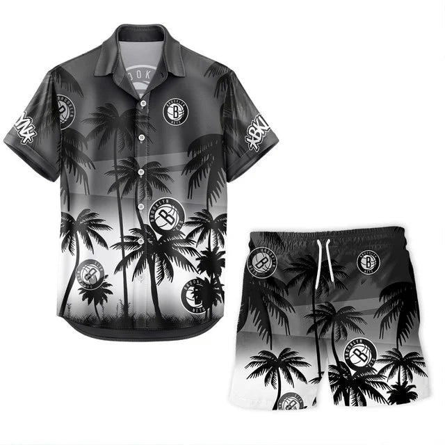 LIMITED EDITION - NEW CUSTOMIZED NBA25 BNE BROOKLYN NETS UNISEX HAWAIIAN SHIRT & SHORTS SET