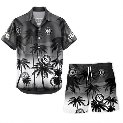 LIMITED EDITION - NEW CUSTOMIZED NBA25 BNE BROOKLYN NETS UNISEX HAWAIIAN SHIRT & SHORTS SET