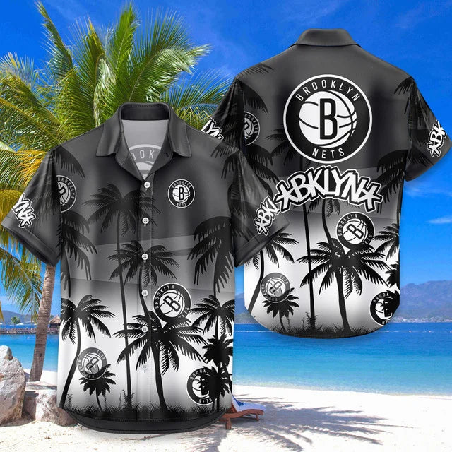 LIMITED EDITION - NEW CUSTOMIZED NBA25 BNE BROOKLYN NETS UNISEX HAWAIIAN SHIRT & SHORTS SET