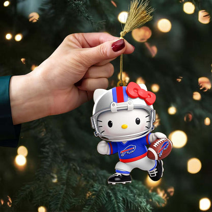 LIMITED EDITION - NEW CUSTOMIZED NFL03 BFB BUFFALO BILLS HELLO KITTY ACRYLIC ORNAMENT