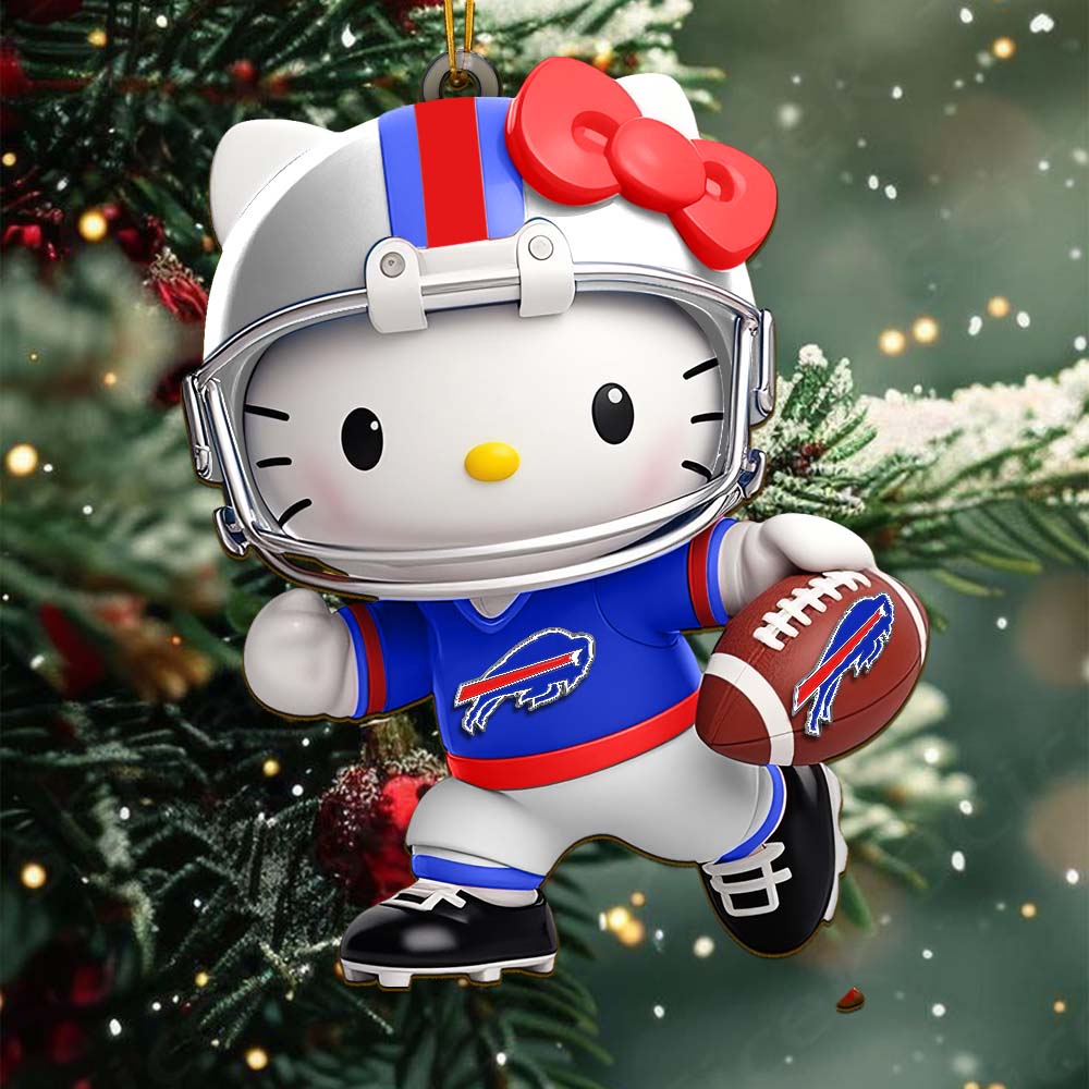 LIMITED EDITION - NEW CUSTOMIZED NFL03 BFB BUFFALO BILLS HELLO KITTY ACRYLIC ORNAMENT