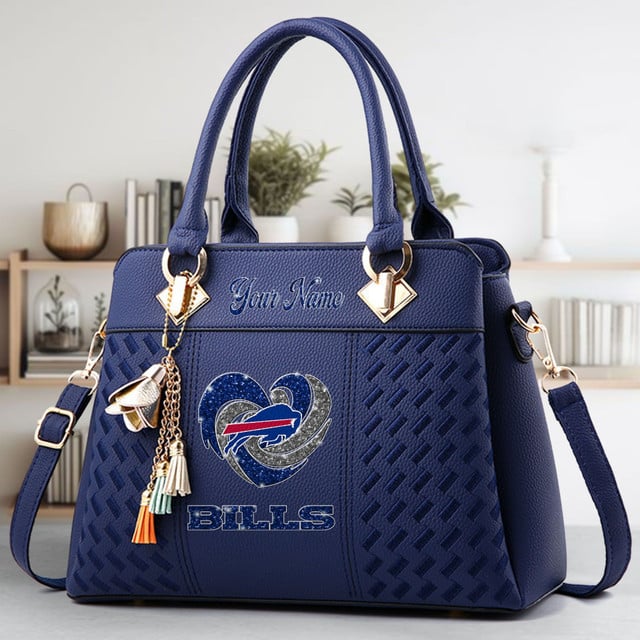 LIMITED EDITION - NEW CUSTOMIZED NFL03 BFB BUFFALO BILLS ZIP HANDBAG MULTICOLOR