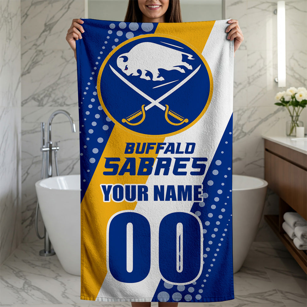 LIMITED EDITION - NEW CUSTOMIZED NHL28 BFS BUFFALO SABRES BEACH & BATH TOWEL