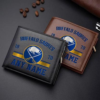 LIMITED EDITION - NEW CUSTOMIZED NHL28 BFS BUFFALO SABRES LEATHER WALLET