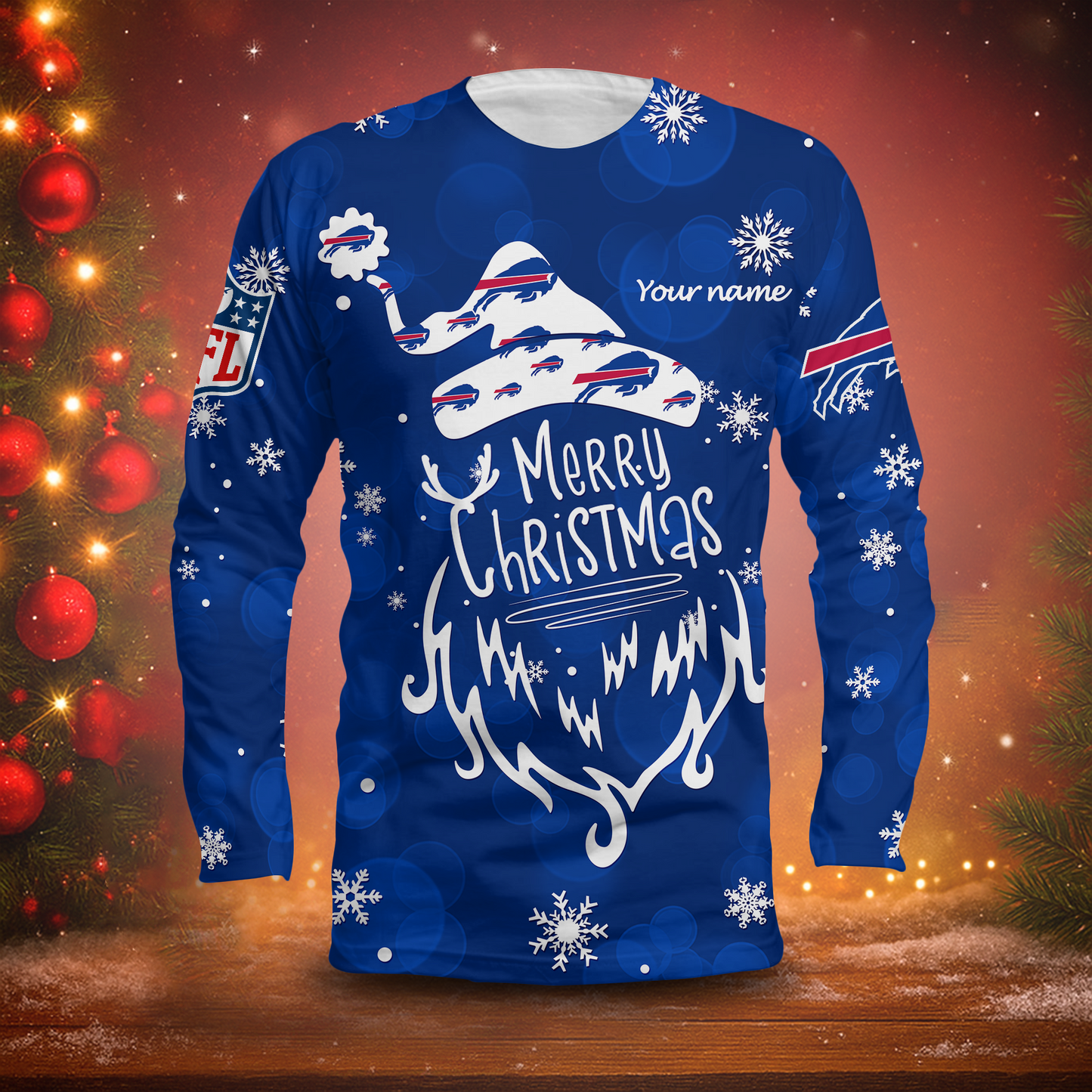 LIMITED EDITION - NEW CUSTOMIZED NFL03 BFB BUFFALO BILLS LONG SLEEVED T-SHIRT