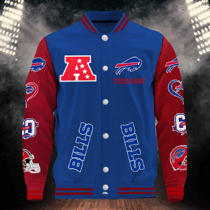LIMITED EDITION - NEW CUSTOMIZED NFL03 BFB BUFFALO BILLS BASEBALL JACKET