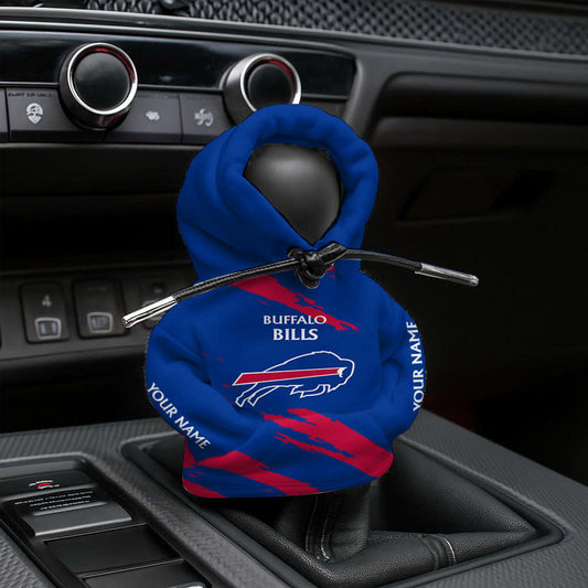 LIMITED EDITION - NEW CUSTOMIZED NFL03 BFB BUFFALO BILLS CAR HOODIE SHIFT KNOB COVER