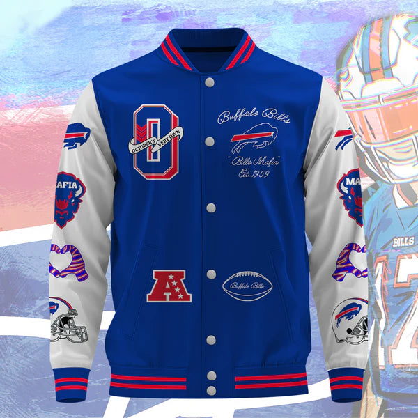 LIMITED EDITION - NEW CUSTOMIZED NFL03 BFB BUFFALO BILLS BASEBALL JACKET