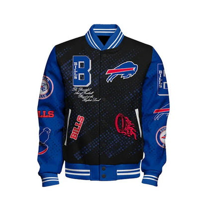 LIMITED EDITION - NEW CUSTOMIZED NFL03 BFB BUFFALO BILLS SATIN VARSITY JACKET & BASEBALL JACKET