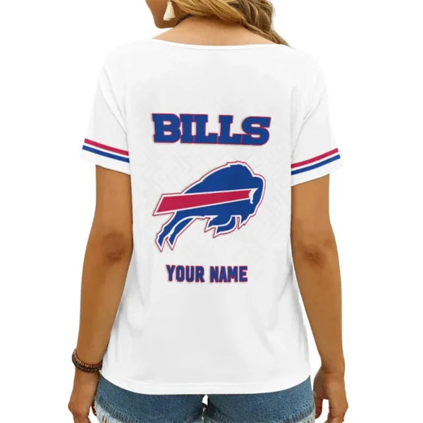LIMITED EDITION - NEW CUSTOMIZED NFL03 BFB BUFFALO BILLS V-NECK FEMALE SHIRT
