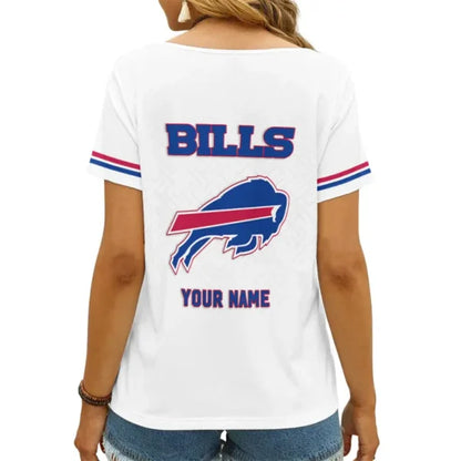 LIMITED EDITION - NEW CUSTOMIZED NFL03 BFB BUFFALO BILLS V-NECK FEMALE SHIRT