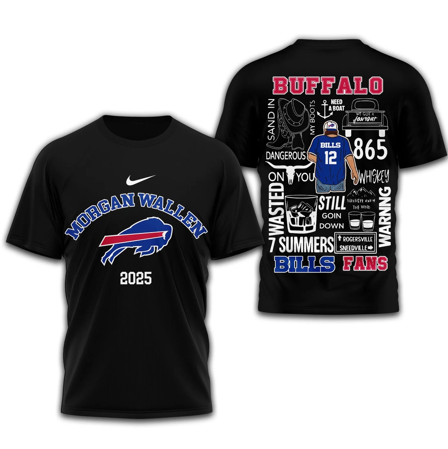 LIMITED EDITION - NEW CUSTOMIZED NFL03 BFB BUFFALO BILLS T-SHIRT | MULTIPLE COLORS AVAILABLE