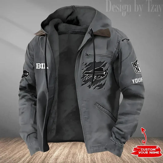 LIMITED EDITION - NEW CUSTOMIZED NFL03 BFB BUFFALO BILLS HOODED CARDIGAN JACKET