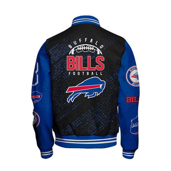 LIMITED EDITION - NEW CUSTOMIZED NFL03 BFB BUFFALO BILLS SATIN VARSITY JACKET & BASEBALL JACKET