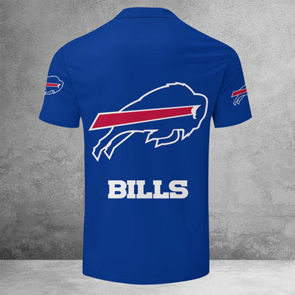 LIMITED EDITION - NEW CUSTOMIZED NFL03 BFB BUFFALO BILLS ZIP POLO SHIRT