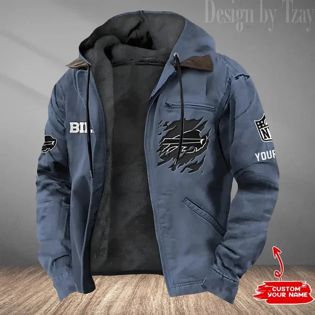LIMITED EDITION - NEW CUSTOMIZED NFL03 BFB BUFFALO BILLS HOODED CARDIGAN JACKET