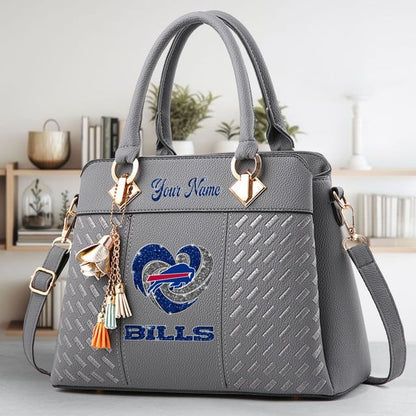 LIMITED EDITION - NEW CUSTOMIZED NFL03 BFB BUFFALO BILLS ZIP HANDBAG MULTICOLOR