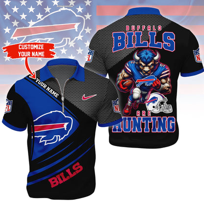 LIMITED EDITION - NEW CUSTOMIZED NFL03 BFB BUFFALO BILLS HARLEY-DAVIDSON POLO WITH ZIPPER SHIRT