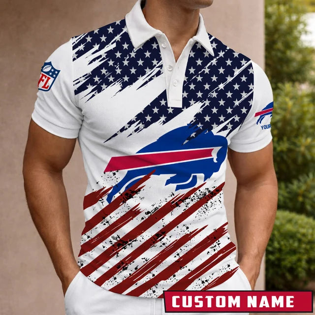 LIMITED EDITION - NEW CUSTOMIZED NFL03 BFB BUFFALO BILLS POLO SHIRT