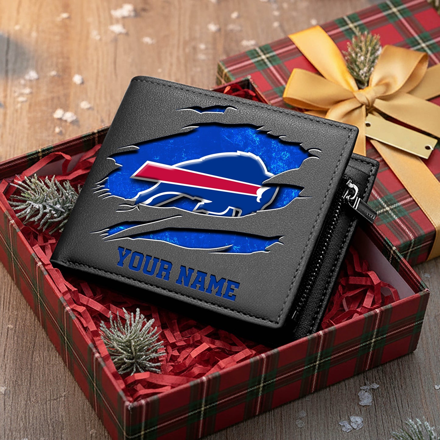LIMITED EDITION - NEW CUSTOMIZED NFL03 BFB BUFFALO BILLS LEATHER WALLET