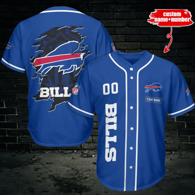 LIMITED EDITION - NEW CUSTOMIZED NFL03 BFB BUFFALO BILLS BASEBALL JERSEY