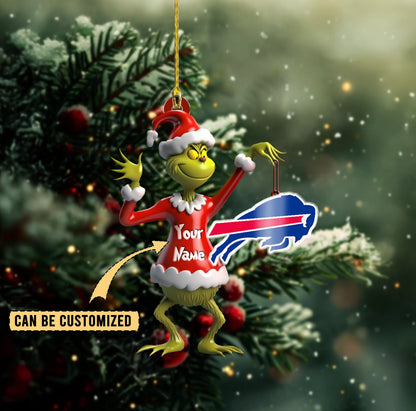 LIMITED EDITION - NEW CUSTOMIZED NFL03 BFB BUFFALO BILLS THE GRINCH ACRYLIC ORNAMENT