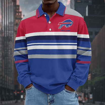 LIMITED EDITION - NEW CUSTOMIZED NFL03 BFB BUFFALO BILLS MEN LONG SLEEVE POLO