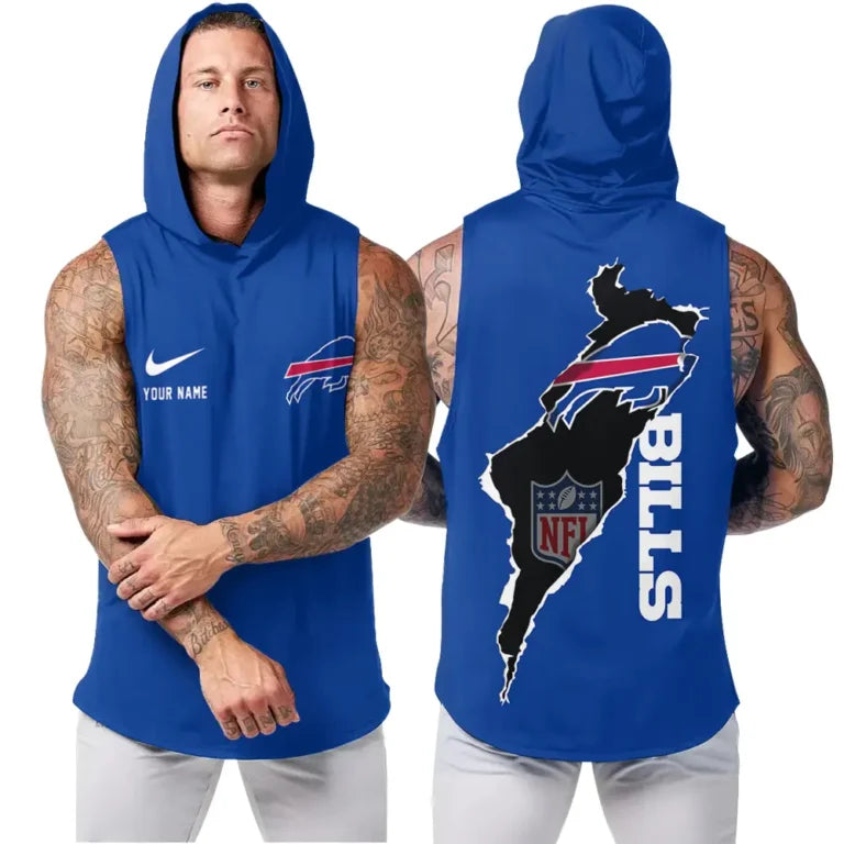 LIMITED EDITION - NEW CUSTOMIZED NFL03 BFB BUFFALO BILLS HOODED TANK TOP