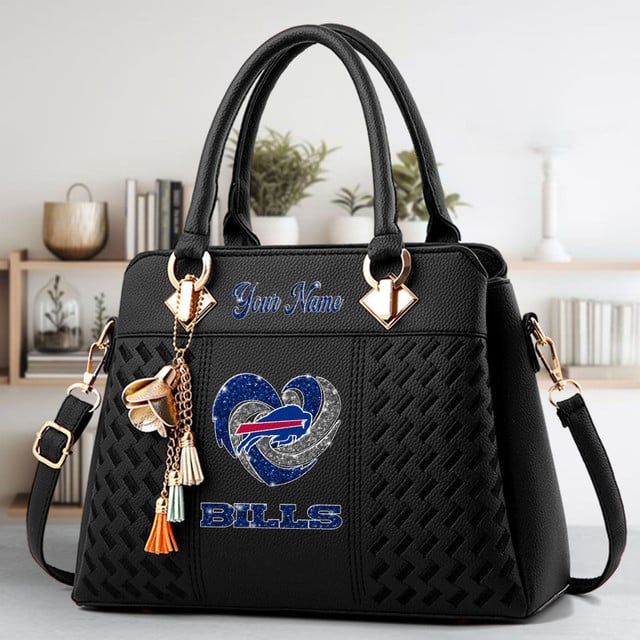LIMITED EDITION - NEW CUSTOMIZED NFL03 BFB BUFFALO BILLS ZIP HANDBAG MULTICOLOR