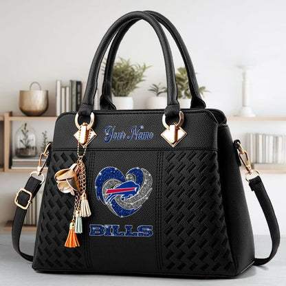 LIMITED EDITION - NEW CUSTOMIZED NFL03 BFB BUFFALO BILLS ZIP HANDBAG MULTICOLOR