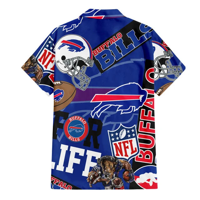 LIMITED EDITION - NEW CUSTOMIZED NFL03 BFB BUFFALO BILLS UNISEX HAWAIIAN SHIRT & SHORTS SET