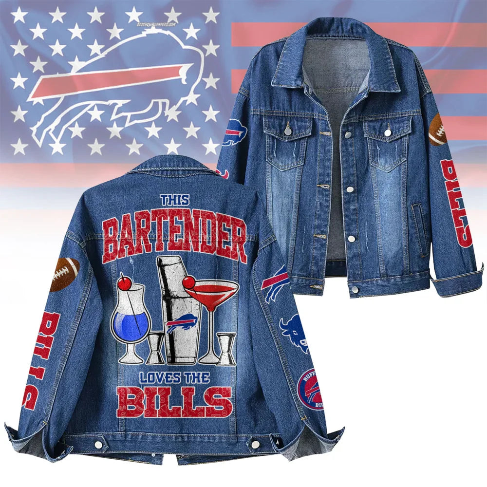 LIMITED EDITION - NEW CUSTOMIZED NFL03 BFB BUFFALO BILLS DENIM JACKET