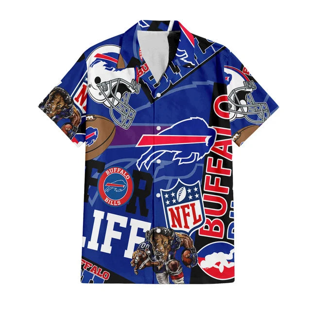 LIMITED EDITION - NEW CUSTOMIZED NFL03 BFB BUFFALO BILLS UNISEX HAWAIIAN SHIRT & SHORTS SET