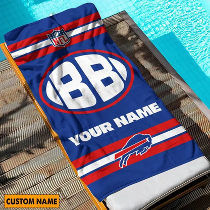 LIMITED EDITION - NEW CUSTOMIZED NFL03 BFB BUFFALO BILLS BEACH & BATH TOWEL (KIDS & ADULTS)