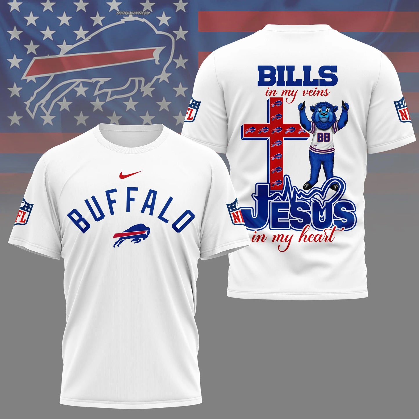 LIMITED EDITION - NEW CUSTOMIZED NFL03 BFB BUFFALO BILLS T-SHIRT | MULTIPLE COLORS AVAILABLE